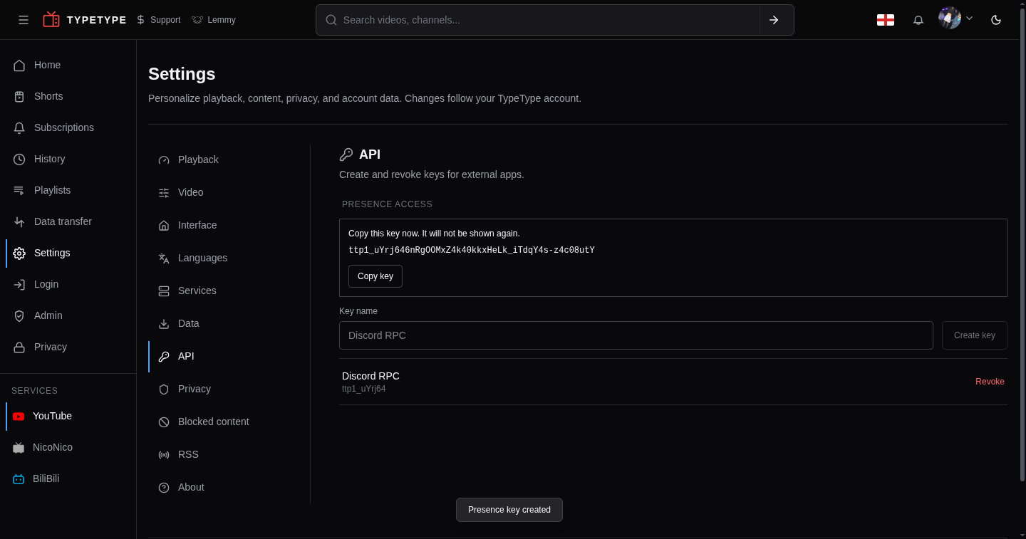 Creating a presence key