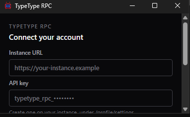 The TypeType RPC settings window